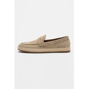 Pantofi loafer uni de piele intoarsa - Maro nisip