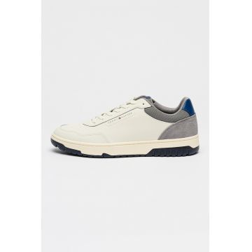 Pantofi sport Core Lite de piele cu garnituri de piele intoarsa - Negru stins/Maro taupe deschis/Crem