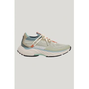 Pantofi sport cu garnituri de piele intoarsa - Portocaliu mandarina/Verde pal/Verde persan