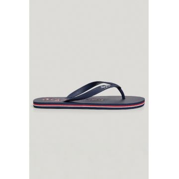 Papuci flip-flop cu logo - Alb/Bleumarin