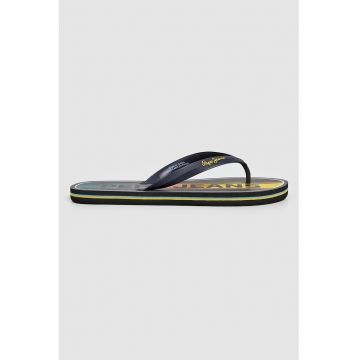 Papuci flip-flop cu logo - Albastru ultramarin/Galben sofran
