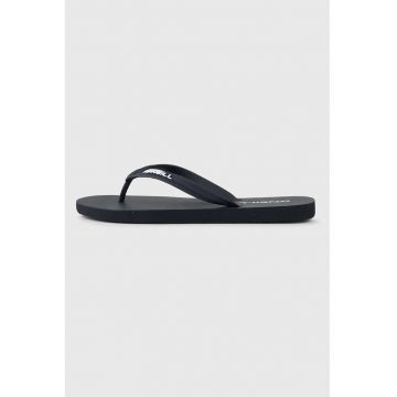 Papuci flop-flop cu detalii logo - Negru