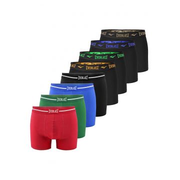 Set 8 bucati - boxeri barbati -  Logo - Banda elastica cu logo - Bumbac - Negru - Multicolor