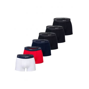Set de boxeri cu banda logo in talie - 6 perechi - Rosu/Alb/Negru/Albastru inchis