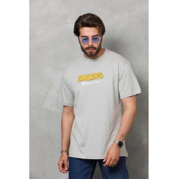 Tricou barbati -  imprimeu pe spate - gri - bumbac