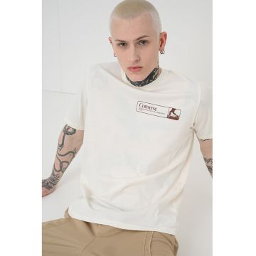 Tricou cu imprimeu Retro Walk - Maro/Crem