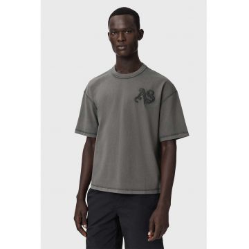 Tricou cu logo si decolteu la baza gatului Insignia - Gri antracit