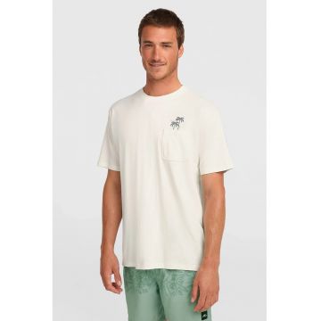 Tricou de bumbac cu buzunar pe piept - Alb