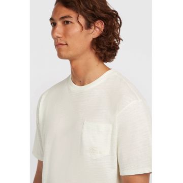 Tricou de bumbac cu buzunar pe piept Slub - Alb