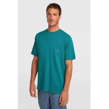 Tricou de bumbac cu buzunar pe piept Slub - Verde persan