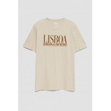 Tricou de bumbac cu decolteu la baza gatului