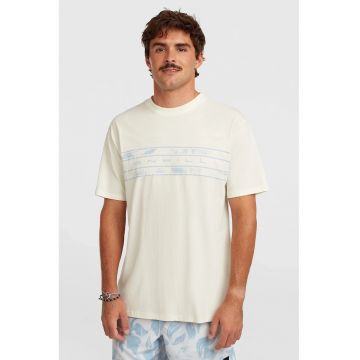 Tricou de bumbac cu dungi Flower - Alb