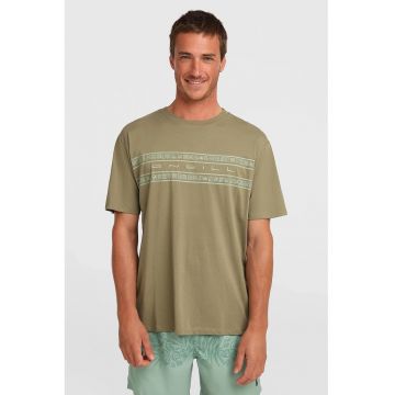 Tricou de bumbac cu dungi Flower - Kaki