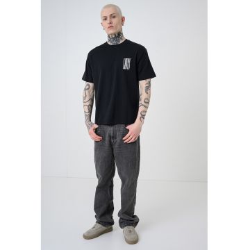 Tricou de bumbac cu imprimeu logo contrastant Vintage - Alb/Negru