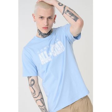 Tricou de bumbac cu logo pe piept All Star - Alb/Albastru deschis