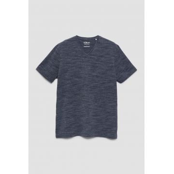 Tricou din amestec de bumbac cu decolteu in V