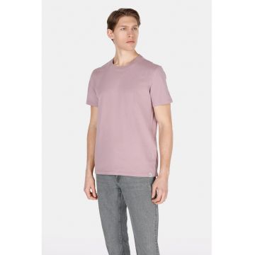 Tricou din bumbac cu decolteu la baza gatului