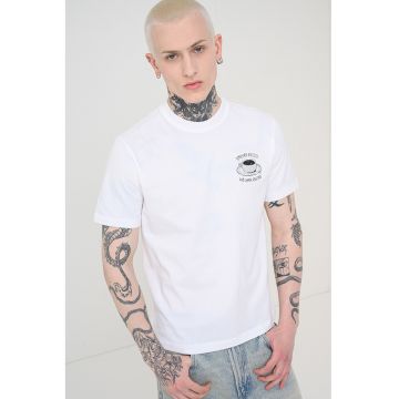 Tricou din bumbac cu imprimeu pe piept - Negru/Alb optic