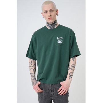 Tricou lejer cu imprimeu grafic pe partea din spate - Alb/Verde englez