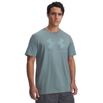 Tricou lejer cu imprimeu logo - Albastru prafuit
