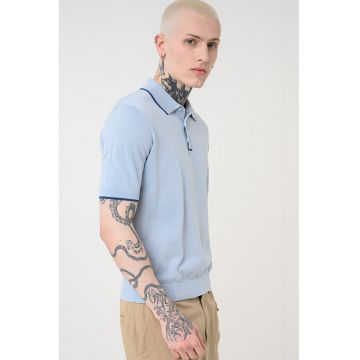 Tricou polo cu model uni - Albastru prafuit