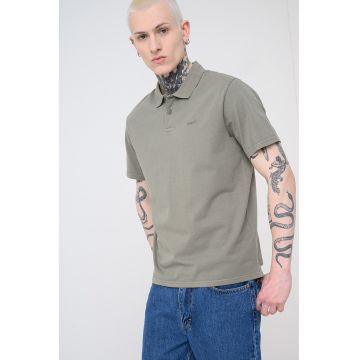 Tricou polo de bumbac cu broderie logo - Verde sparanghel