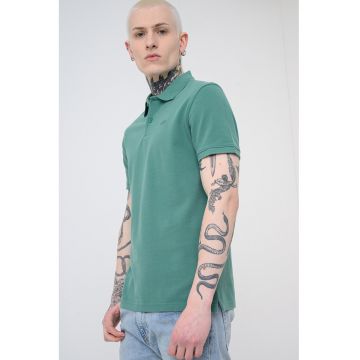 Tricou polo din bumbac pique cu dungi - Verde