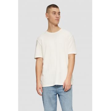 Tricou relaxed fit cu decolteu la baza gatului - Alb