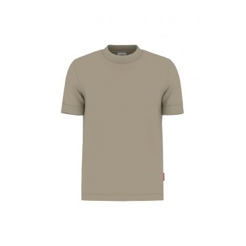 Tricou uni cu decolteu la baza gatului - Bej