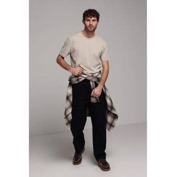Tricou uni de bumbac - Bej deschis