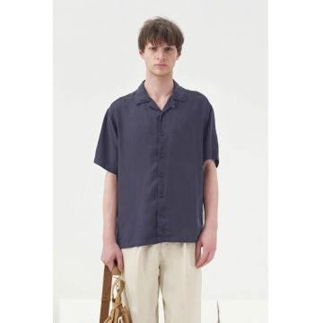 Camasa barbati -  maneca scurta - bleumarin - Tencel