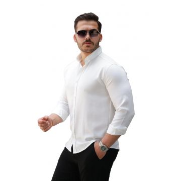 Camasa barbati -  Regular Fit - alb - bumbac/elastan/poliester -