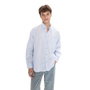 Camasa barbati -  Regular Fit - albastru deschis - bumbac-elastan - cu buzunar