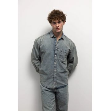 Camasa barbati -  regular fit - buzunar - albastru - bumbac -