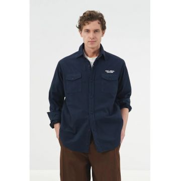 Camasa barbati -  Regular Fit - buzunar - bleumarin - bumbac