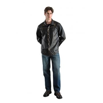 Camasa barbati -  Regular Fit - piele ecologica - negru - cu nasturi