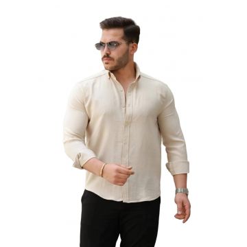 Camasa barbati -  Regular Fit - texturata - bej - bumbac/poliester/elastan
