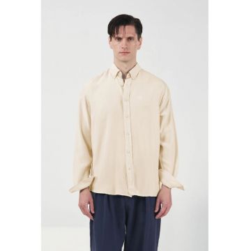 Camasa barbati -  Tencel - maneca lunga - guler cu nasturi - bej