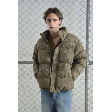 Geaca bomber barbati -  matlasata - cu model - verde - 100% poliester