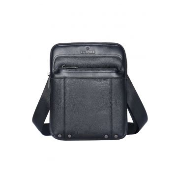 Geanta crossbody din piele Caspian Pro - Negru
