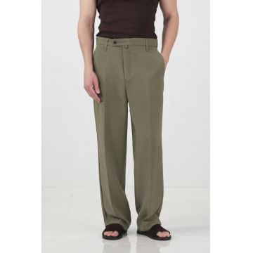 Pantaloni barbati -  croiala dreapta - talie medie - Kaki - poliester