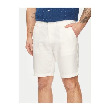 Pantaloni scurti barbati -  fermoar - bumbac/in - ecru - Ecru