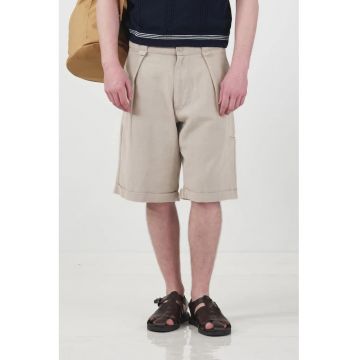 Pantaloni scurti barbati -  talie medie - bej - bumbac