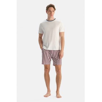 Pantaloni scurti de pijama din amestec de modal - Rosu/Alb/Bleumarin