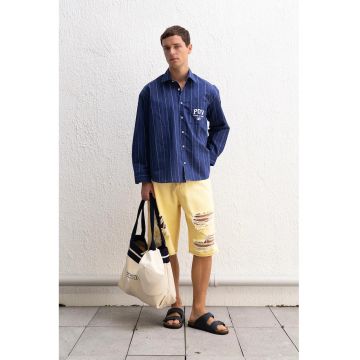 Pantaloni scurti  denim - galben - bumbac