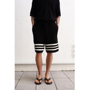 Pantaloni scurti -  talie cu snur - negru - bumbac