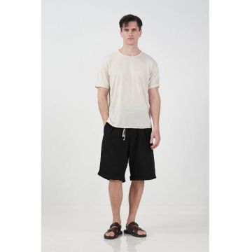 Pantaloni scurti  talie medie - negru - bumbac
