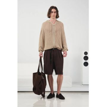 Pantaloni scurti  tencel - talie medie - maro
