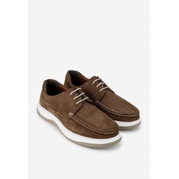 Pantofi barbati piele nabuc - Bej inchis