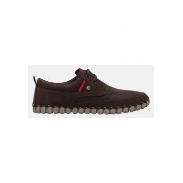 Pantofi din piele nabuc cu perforatii